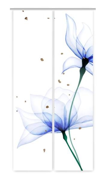 Schiebevorhang, Lule duo blue, blume, blau, modern, Schiebevorhang, 2 teilig